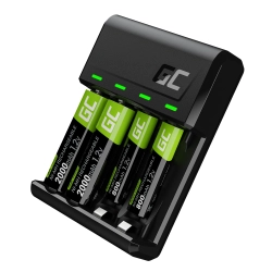 Zdjęcie główne produktu Ładowarka z akumulatorkami Green Cell GRSETGC03 2x AA + 2x AAA; wariant GRSETGC03, EAN 590781396