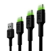 Zestaw 3 kabli Green Cell GC Ray USB-A–USB-C LED – produkt w dokładnym wariancie wskazanym kodem KABGCSET01, zgodny z op