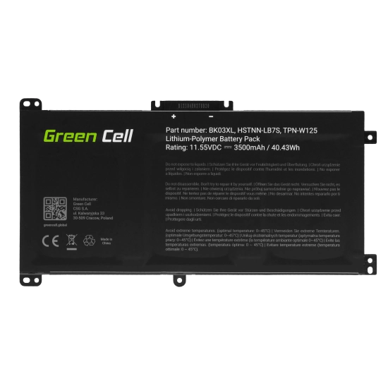Green Cell HP167 bateria BK03XL 3500 mAh do HP Pavilion X360 14-BA