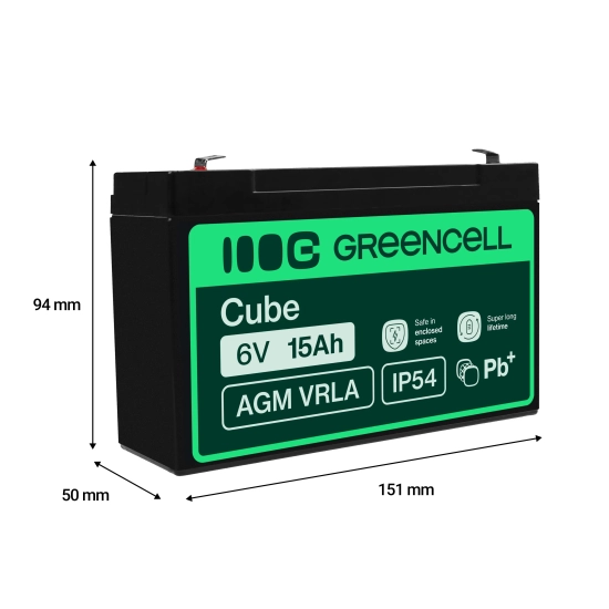 Green Cell Akumulator AGM40 6 V 15 Ah AGM