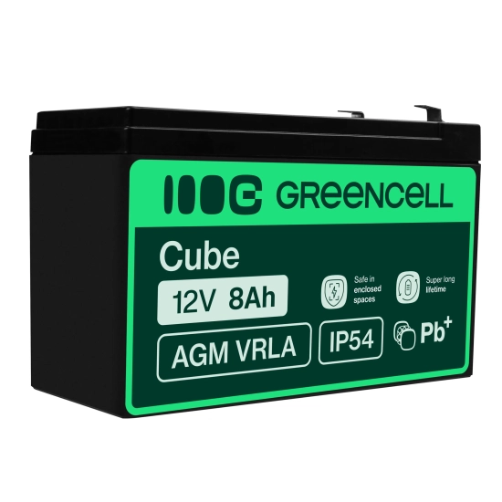 Akumulator Green Cell AGM46, wariant AGM VRLA 12 V 8 Ah, złącze Faston 250 (F2).