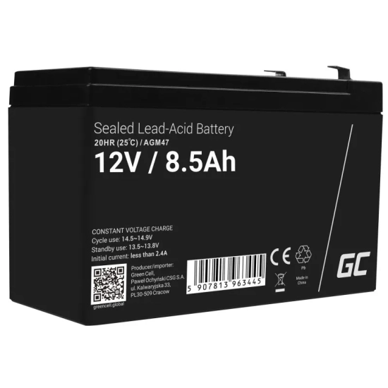 Akumulator Green Cell AGM47, wariant AGM VRLA 12 V 8,5 Ah, złącze Faston 250 (F2).