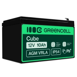 Akumulator Green Cell AGM48, wariant AGM VRLA 12 V 10 Ah, złącze Faston 250 (F2).