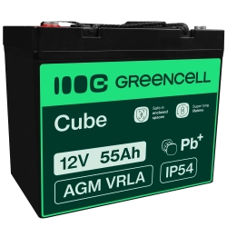 Akumulator Green Cell AGM49, wariant AGM VRLA 12 V 55 Ah, złącze M6.