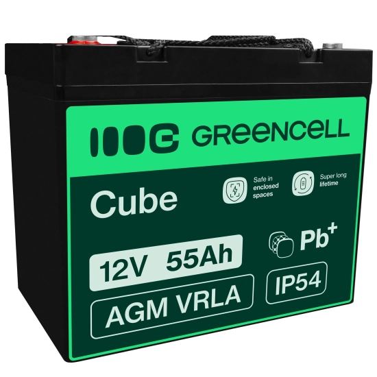 Akumulator Green Cell AGM49, wariant AGM VRLA 12 V 55 Ah, złącze M6.