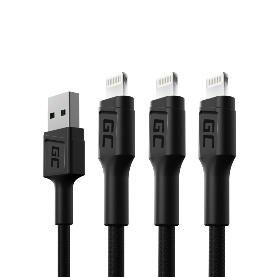 Zestaw 3 kabli Green Cell GC Ray USB-A–Lightning 120 cm LED – produkt w dokładnym wariancie wskazanym kodem KABGCSET05,
