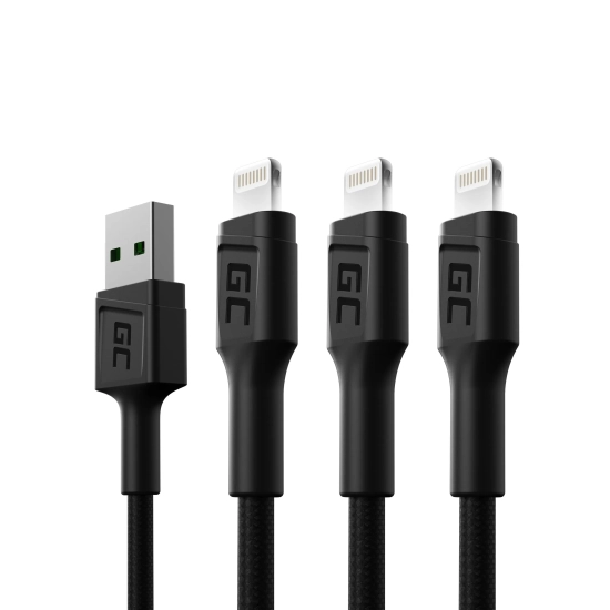 Zestaw 3 kabli Green Cell GC Ray USB-A–Lightning 200 cm LED – produkt w dokładnym wariancie wskazanym kodem KABGCSET06,