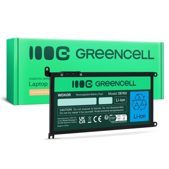 Czarna bateria laptopowa Green Cell DE150, wariant 3400 mAh i 11,4 V, widok produktu.