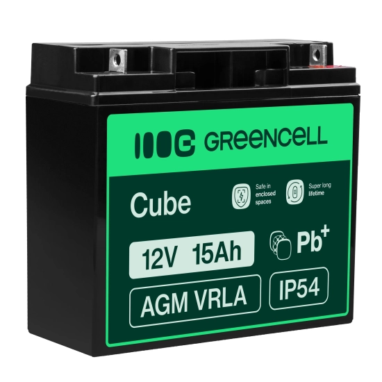Akumulator Green Cell AGM53, wariant AGM VRLA 12 V 15 Ah, złącze M5 (F3).