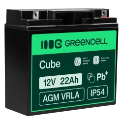 Akumulator Green Cell AGM54, wariant AGM VRLA 12 V 22 Ah, złącze M5 (F3).