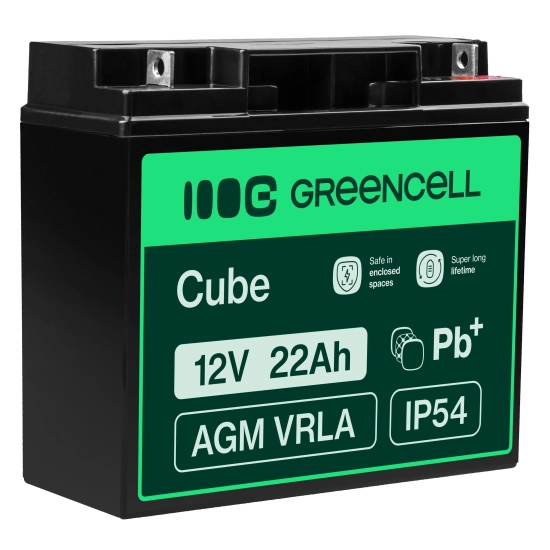 Akumulator Green Cell AGM54, wariant AGM VRLA 12 V 22 Ah, złącze M5 (F3).