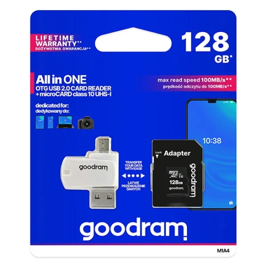 Karta pamięci GOODRAM karta SD All-In-ON, 128 GB, multipack, M1A4-1280R12