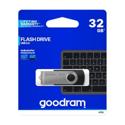 Pendrive GOODRAM USB 2.0, 32 GB, UTS2, czarny, USB A, z obrotową osłoną