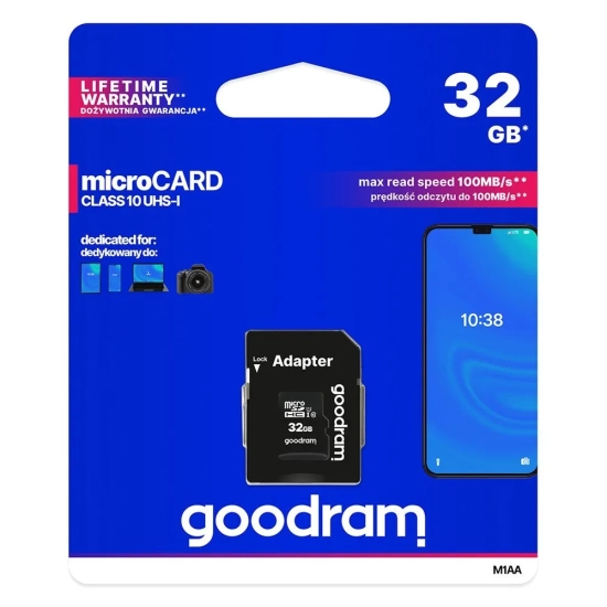 Karta pamięci GOODRAM Microcard 32 GB SD HC UHS-I klasa 10 + SD