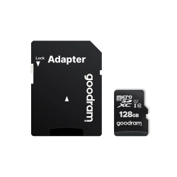 Karta pamięci GOODRAM M1AA 128 GB microSDXC, model M1AA-1280R12 z adapterem SD.