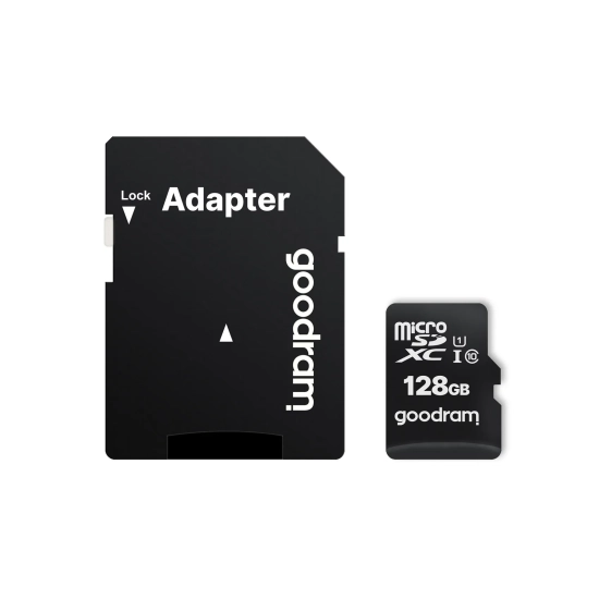 Karta pamięci GOODRAM M1AA 128 GB microSDXC, model M1AA-1280R12 z adapterem SD.