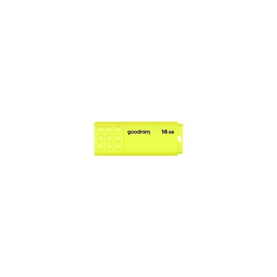 Pendrive GOODRAM UME2 16 GB w kolorze żółty, ze złączem USB-A.