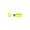 Pendrive GOODRAM UME2 128 GB, model UME2-1280Y0R11, żółta obudowa ze złączem USB-A i zdejmowaną zatyczką.