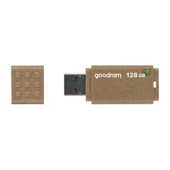 Pendrive Goodram UME3 Eco Friendly 128 GB (UME3-1280EFR11), zdejmowana zaślepka.