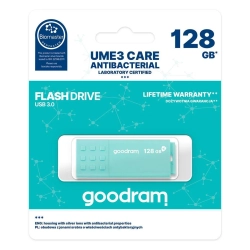 Pendrive GOODRAM UME3 CARE 128 GB w kolorze zielony, ze złączem USB-A.