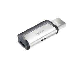 Pendrive SanDisk Ultra Dual Drive USB Type-C 128 GB w kolorze czarno-szary, wariant z USB-A i USB-C.