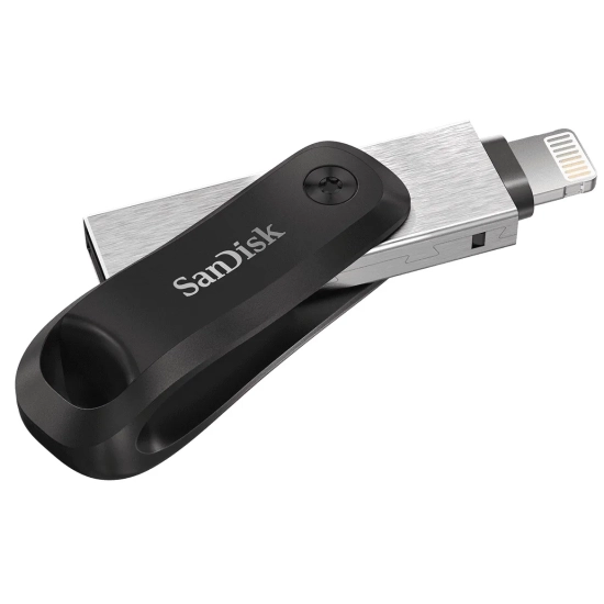 Pendrive SanDisk iXpand Flash Drive Go 64 GB (SDIX60N-064G-GN6NN), z konstrukcją złącza: obrotowa obudowa.