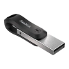 Pendrive SanDisk iXpand Go 256 GB srebrno-czarny, model SDIX60N-256G-GN6NE, złącza Lightning i USB-A.