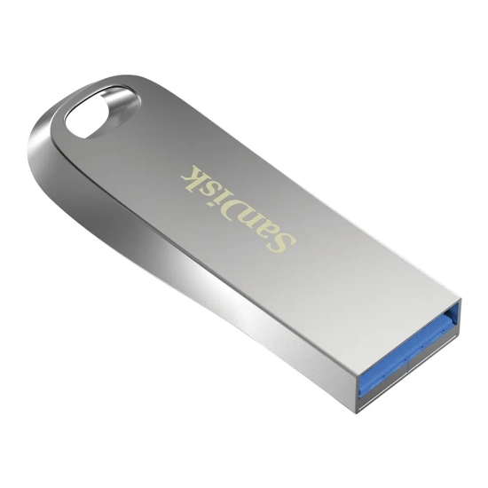 Pendrive SanDisk Ultra Luxe 64 GB srebrny, model SDCZ74-064G-G46, złącze USB-A.