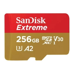 Karta pamięci SanDisk Extreme 256 GB microSDXC, model SDSQXAV-256G-GN6MA.