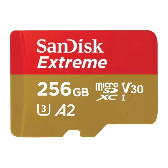 Karta pamięci SanDisk Extreme 256 GB microSDXC, model SDSQXAV-256G-GN6MA.