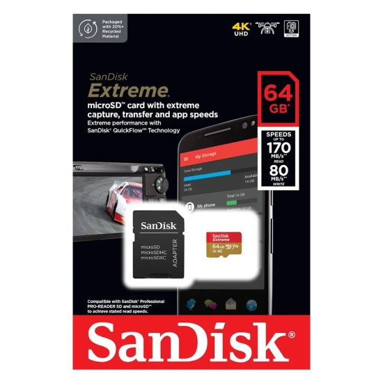 SanDisk Extreme 64 GB microSDXC SDSQXAH-064G-GN6MA 170/80 MB/s