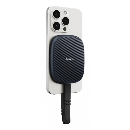 Przenośny dysk SSD SanDisk Phone SSD 1 TB, model SDSSDE62M-1T00-G25, kolor bursztynowy.