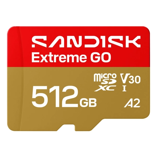 Karta pamięci SanDisk Extreme GO 512 GB microSDXC, model SDSQXGN-512G-GN6MN.