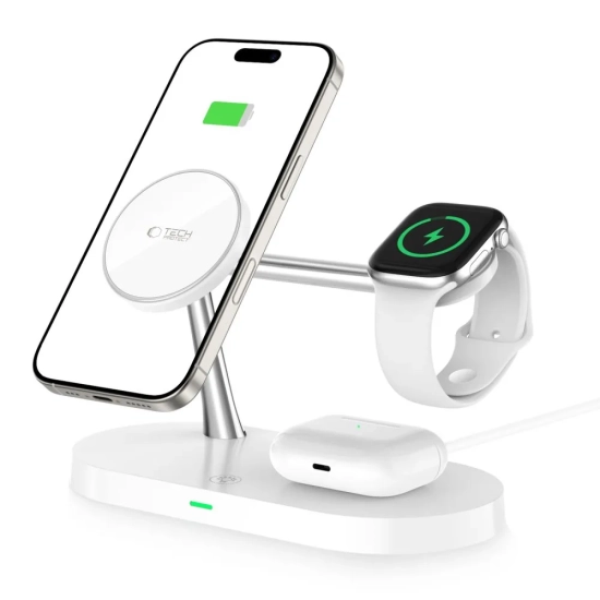 Tech-Protect 3w1Ładowarka indukcyjna na smartfon słuchawki smartwatch z