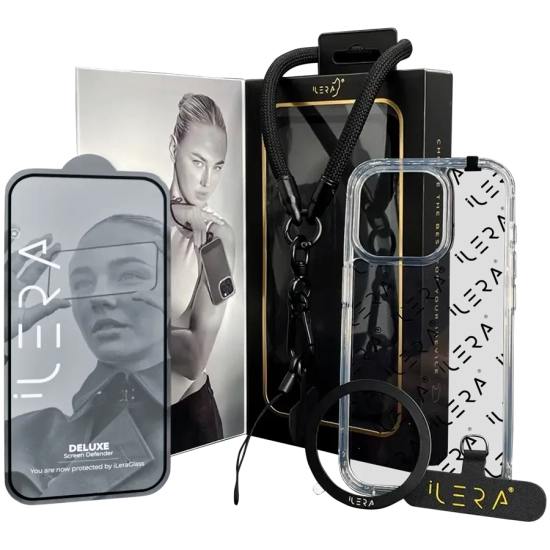 iLera Go Ice 4 w 1: etui MagSafe, szkło ochronne i pasek do iPhone 16 Pro