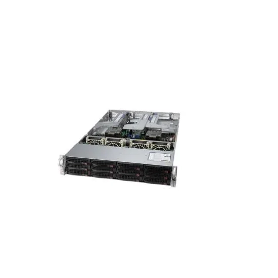 Platforma serwerowa Supermicro SYS-620U-TNR Ultra w obudowie rack 2U z 12 przednimi zatokami 3,5 cala.