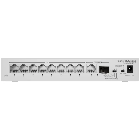 Switch PoE Huawei S110-8P2ST: 8 portów Gigabit PoE+ oraz port RJ45 i SFP