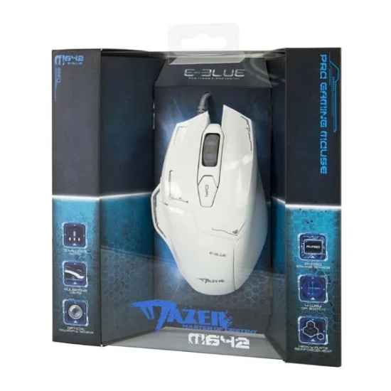 Mysz komputerowa E-BLUE Mazer przewodowa, biała, 2500 DPI EMS642WHAA-IU