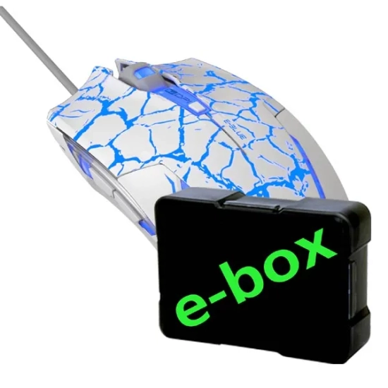 Mysz komputerowa E-BLUE Cobra przewodowa, biało-niebieska, 2500 DPI, e-box