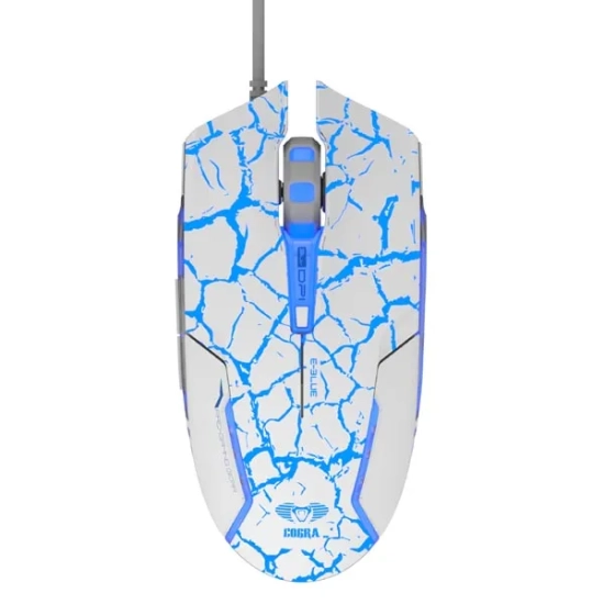 Mysz komputerowa E-BLUE Cobra przewodowa, biało-niebieska, 2500 DPI, e-box