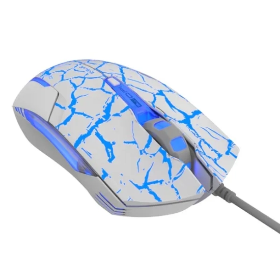 Mysz komputerowa E-BLUE Cobra przewodowa, biało-niebieska, 2500 DPI, e-box