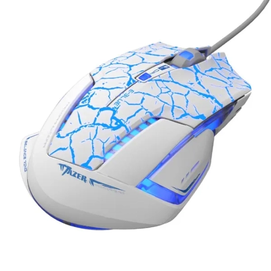 Mysz komputerowa E-BLUE Mazer Pro przewodowa, biało-niebieska, 2500 DPI