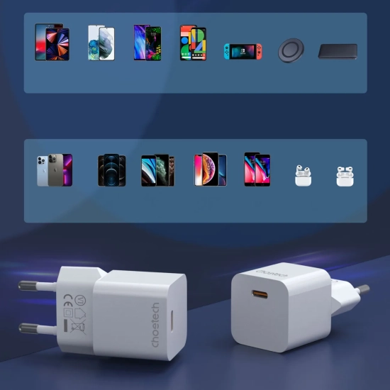 CHOETECH Ładowarka sieciowa 20W USB Typ C biały
