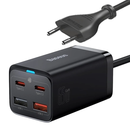 Szybka ładowarka sieciowa GaN3 Pro 2x USB-C / 2x USB 65W PD QC + kabel