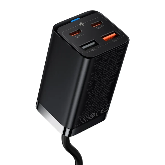 Szybka ładowarka sieciowa GaN3 Pro 2x USB-C / 2x USB 65W PD QC + kabel