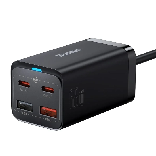 Szybka ładowarka sieciowa GaN3 Pro 2x USB-C / 2x USB 65W PD QC + kabel
