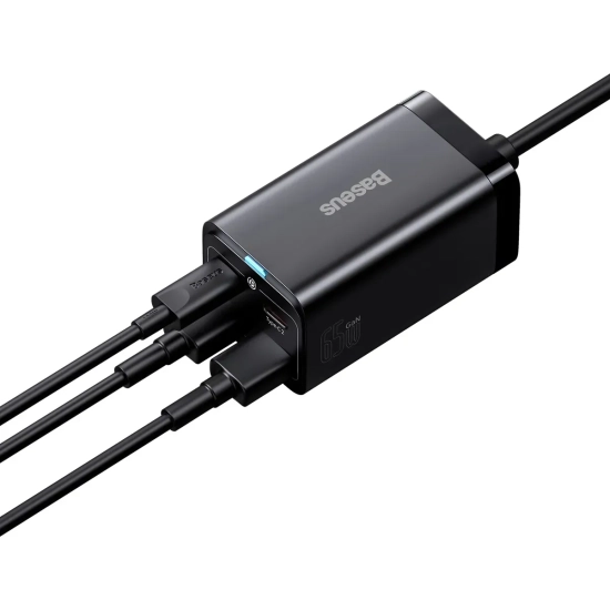 Szybka ładowarka sieciowa GaN3 Pro 2x USB-C / 2x USB 65W PD QC + kabel