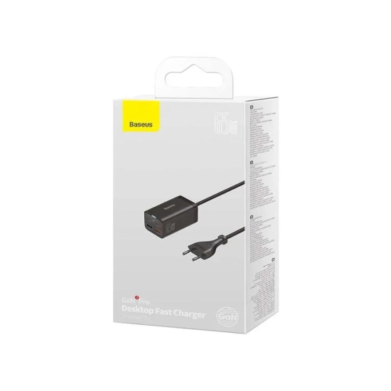 Baseus GaN3 Pro ładowarka sieciowa 65 W 2x USB-C czarna