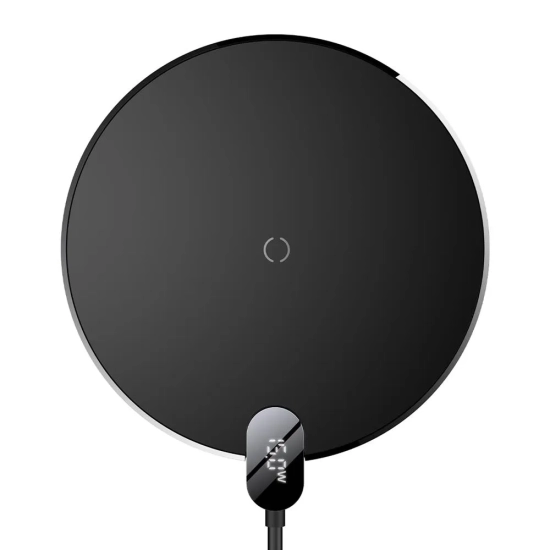 Baseus Digital LED 2 ładowarka bezprzewodowa 15W czarna — wariant produktu marki Baseus, kolor czarny, moc do 15W.