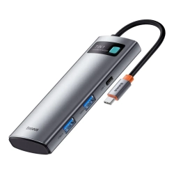Hub USB-C Baseus Metal Gleam 7w1 HDMI PD SD/TF szary